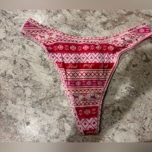 VS PINK Christmas Panty Thong Large NWT Fair Isle